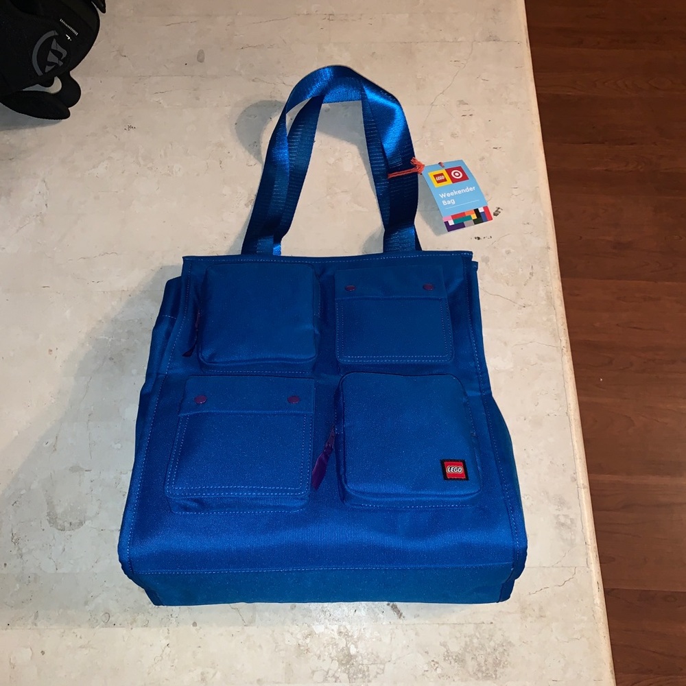 Lego Blue Travel Tote Bag with Front Pockets